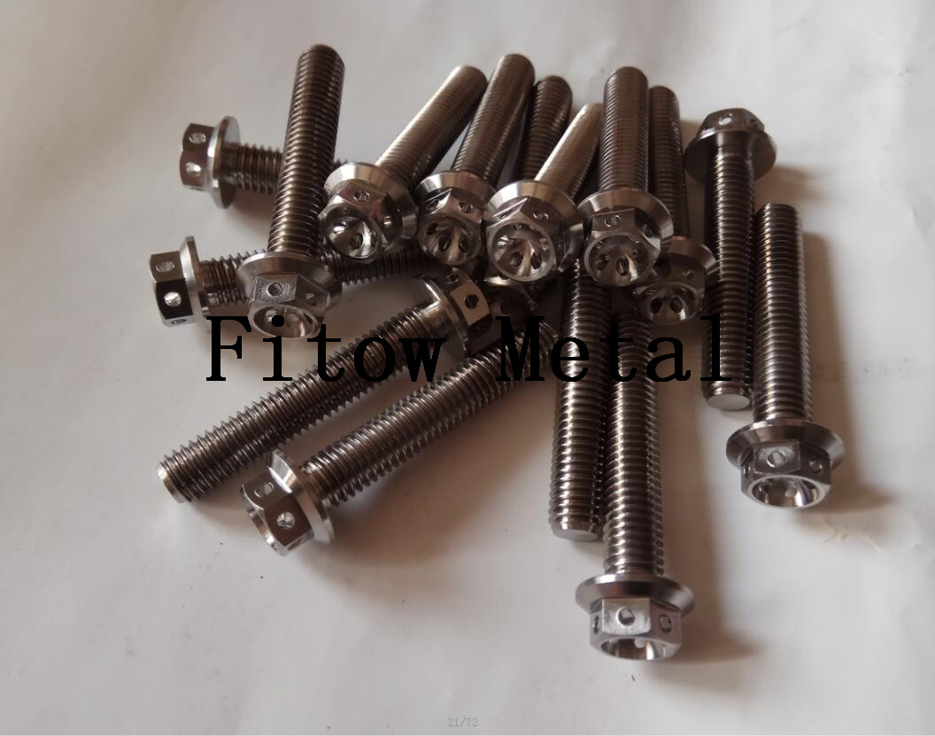 Titanium Hex Flange Head Race Bolt With Drilled Hole Lockwire Titanium Titanium Hex Flange Head Race Bolt With Drilled Hole Lockwire Titanium