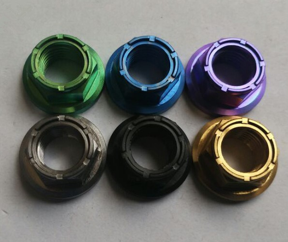 Aerospace Grade Ti6Al4V Grade 5 Titanium Metal Lock Flange Nut for Sprocket in Anodized Colors