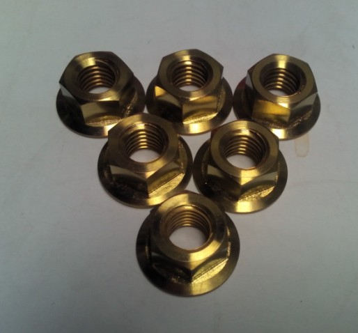  Gr5 ti6al4v Titanium Hex Flange Nuts gold