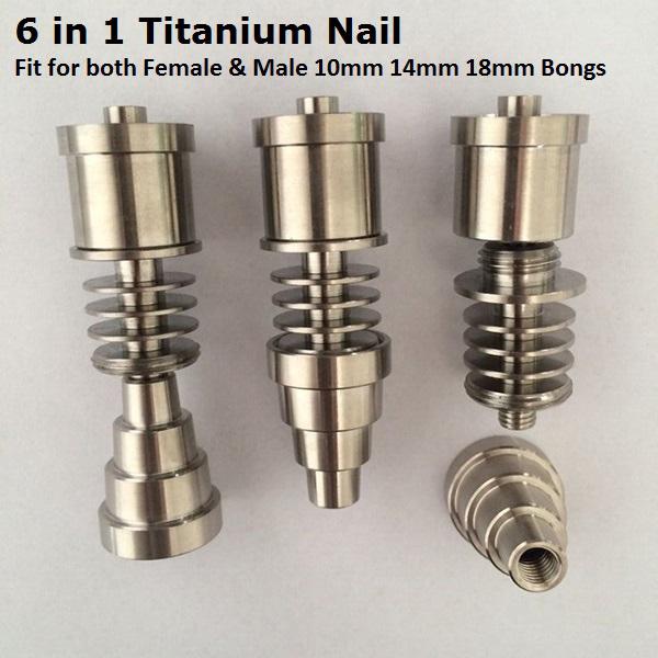 6 In 1 Titanium Nail Domeless GR2 G2 for 16mm 20mm Heater Coil Dnail D-Nail Enail for Both Female& Male joint 10mm 14mm&18mm