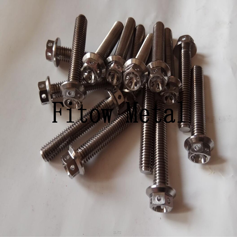 Titanium Hex Flange Head Race Bolt With Drilled Hole Lockwire M8*45mm 