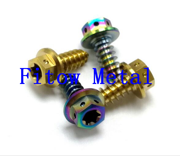 M6*15 Titanium alloy Motorcycle pedal bolt , hex flange self tapping screws