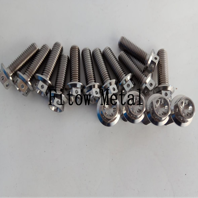 M6 Titanium race Drilled flange bolts GR5 Ti6al4v Titanium alloy