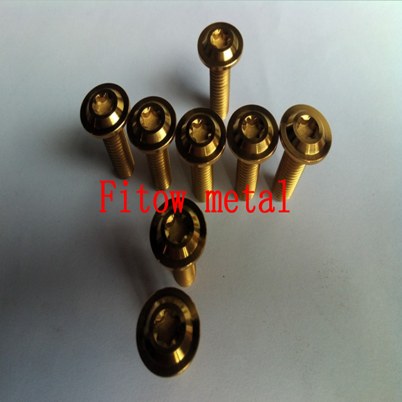 GR5 Ti6Al4V  M8*25  gloden Anodized Titanium Bolt With Torx Head