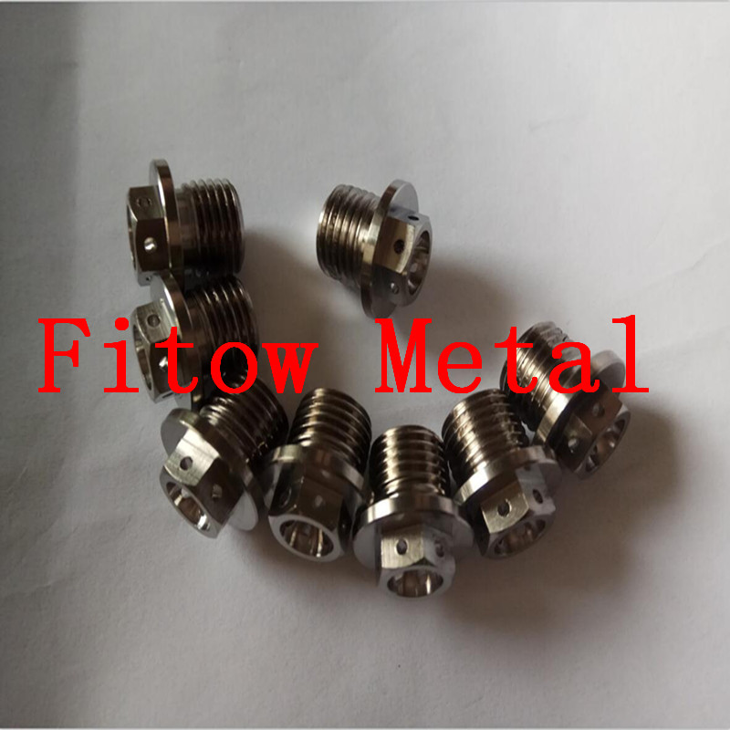 M12*10mm Titanium Hex Flange Head Race Bolt With Drilled Hole Lockwire