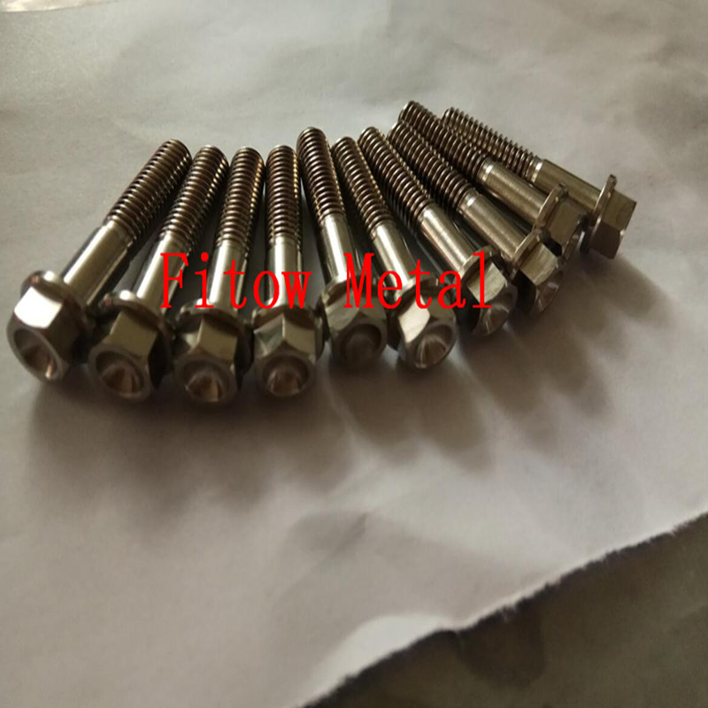 Titanium screw - Flanged Hex Head Bolt Drilled  DIN 6921  TA6V (Grade 5) Diameter M8*30