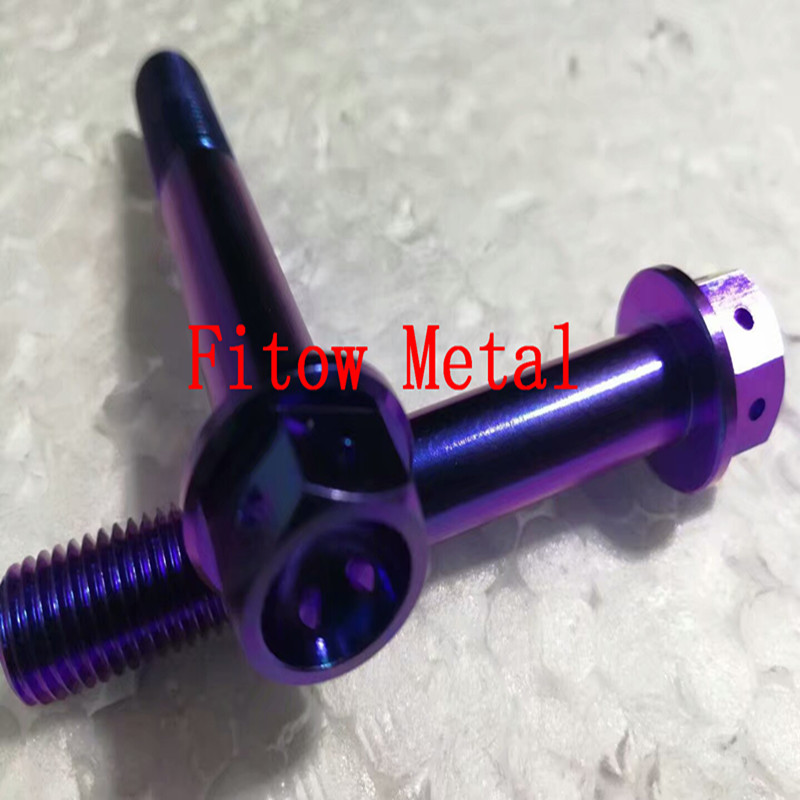 Anodized Golden M8-1.25*80mm  titanium hex flange bolt