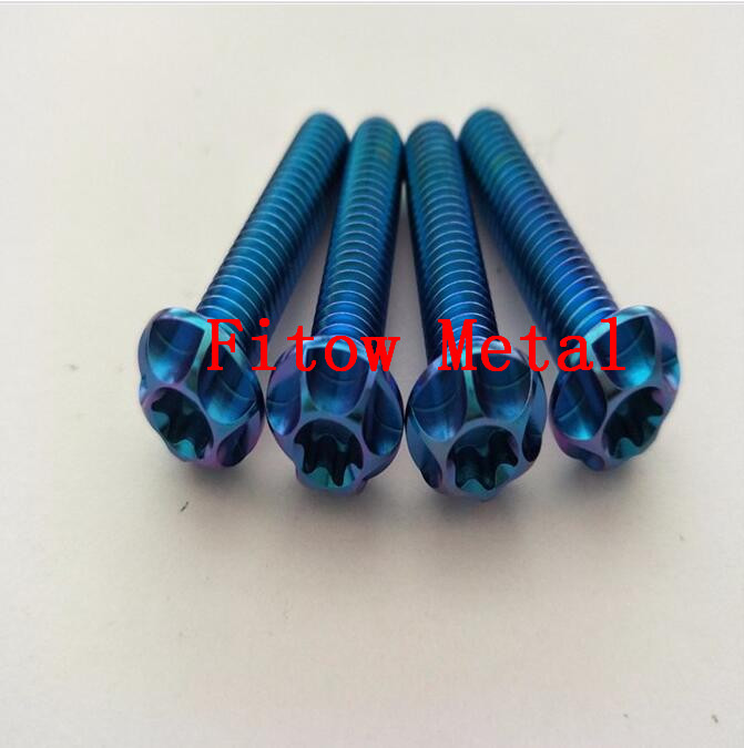 Titanium Custom Milling Head Bicycle Bolt M8*35 adonized Blue