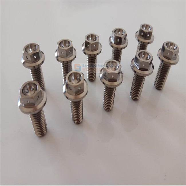 M8*22 Titanium Hex Flange Head Race Bolt With Drilled Hole