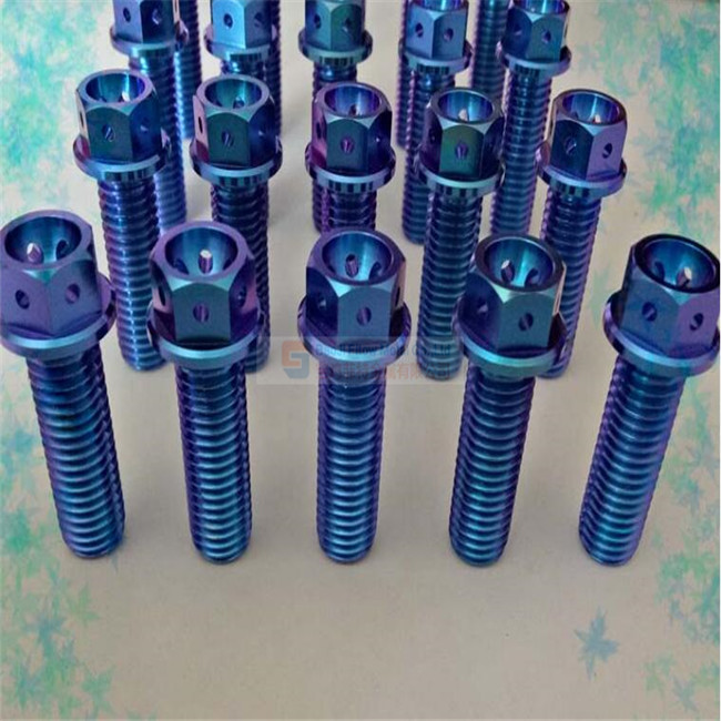 M10x1.5x30 Titanium Drilled Bolt Blue Anodizing