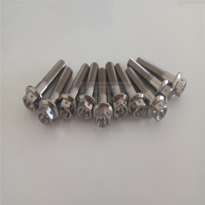 M8*35 titanium 6AL-4V GR5 flange hexagon head drilled for lock